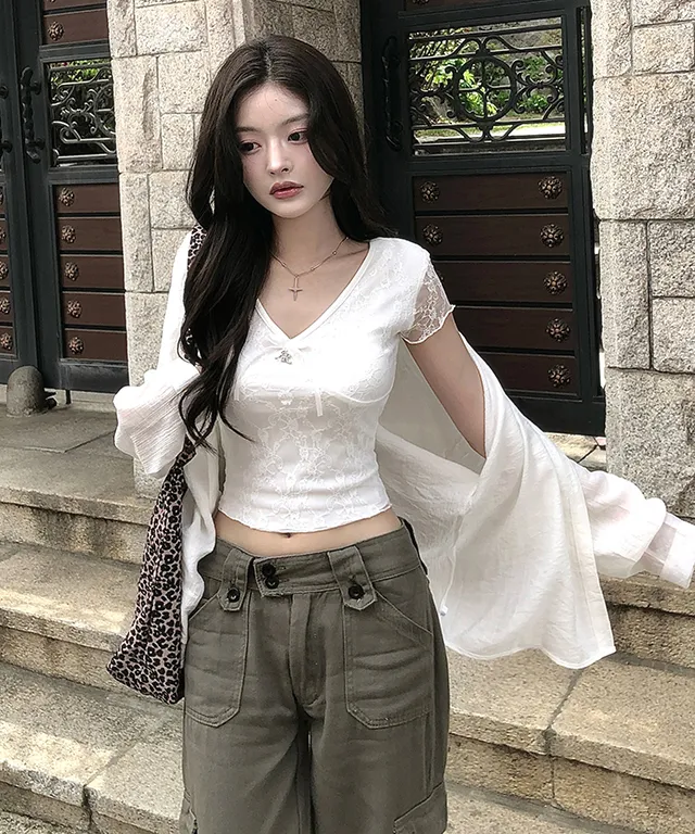 チャームリボンレース半袖Tシャツ | classicblanc | 詳細画像1
