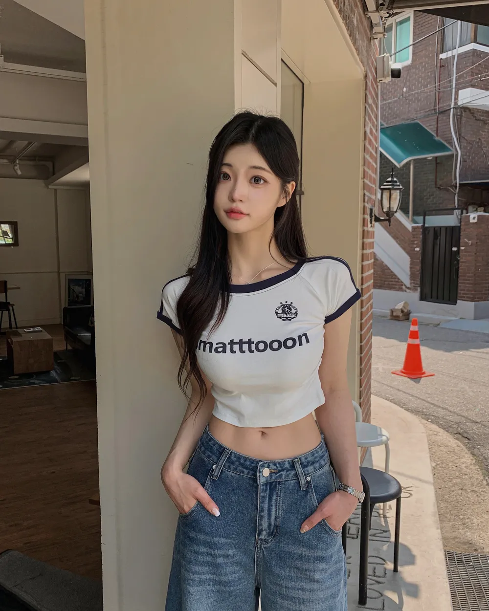 配色トラックスポーティークロップド半袖Tシャツ | highclassic | 詳細画像1