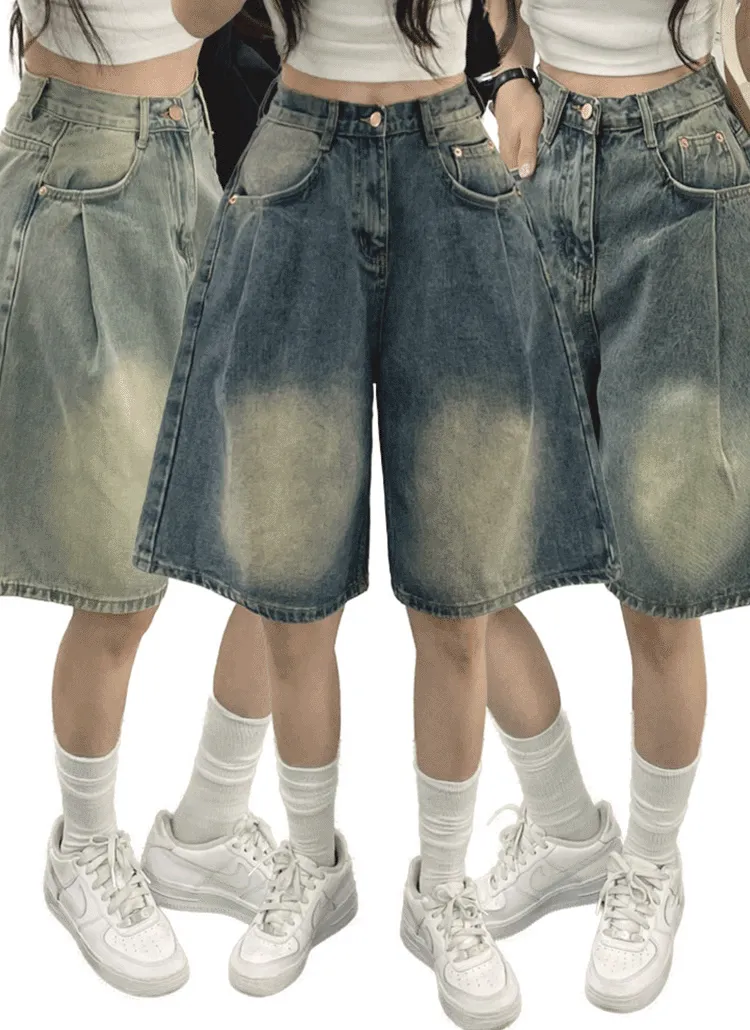 ピンタックバミューダデニムパンツ | withhuilin | 詳細画像1