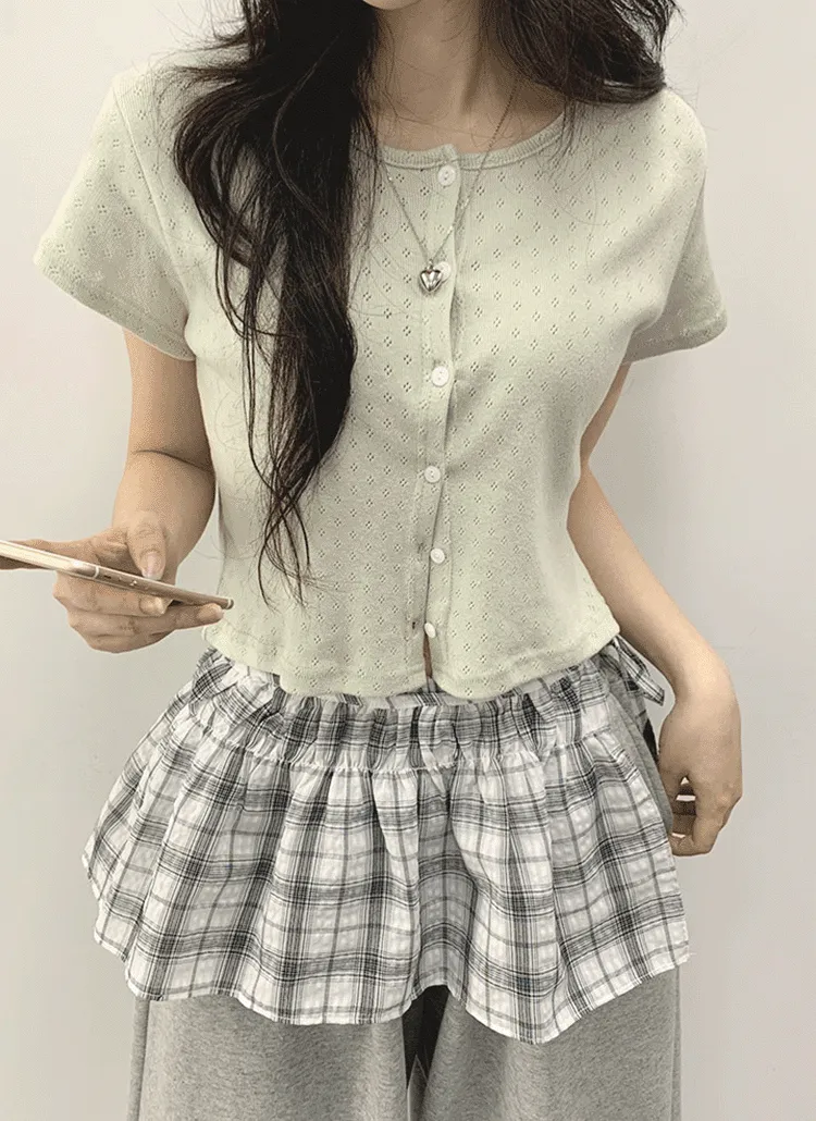パンチング半袖カーディガン | withhuilin | 詳細画像1