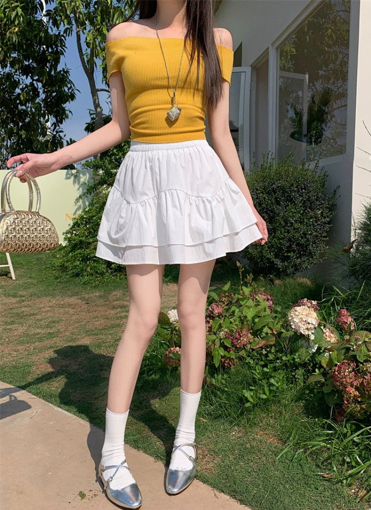 スカート Flared Cargo Mini Skirt パンツ裏地ウェーブティアードミニスカート | レディースファッション