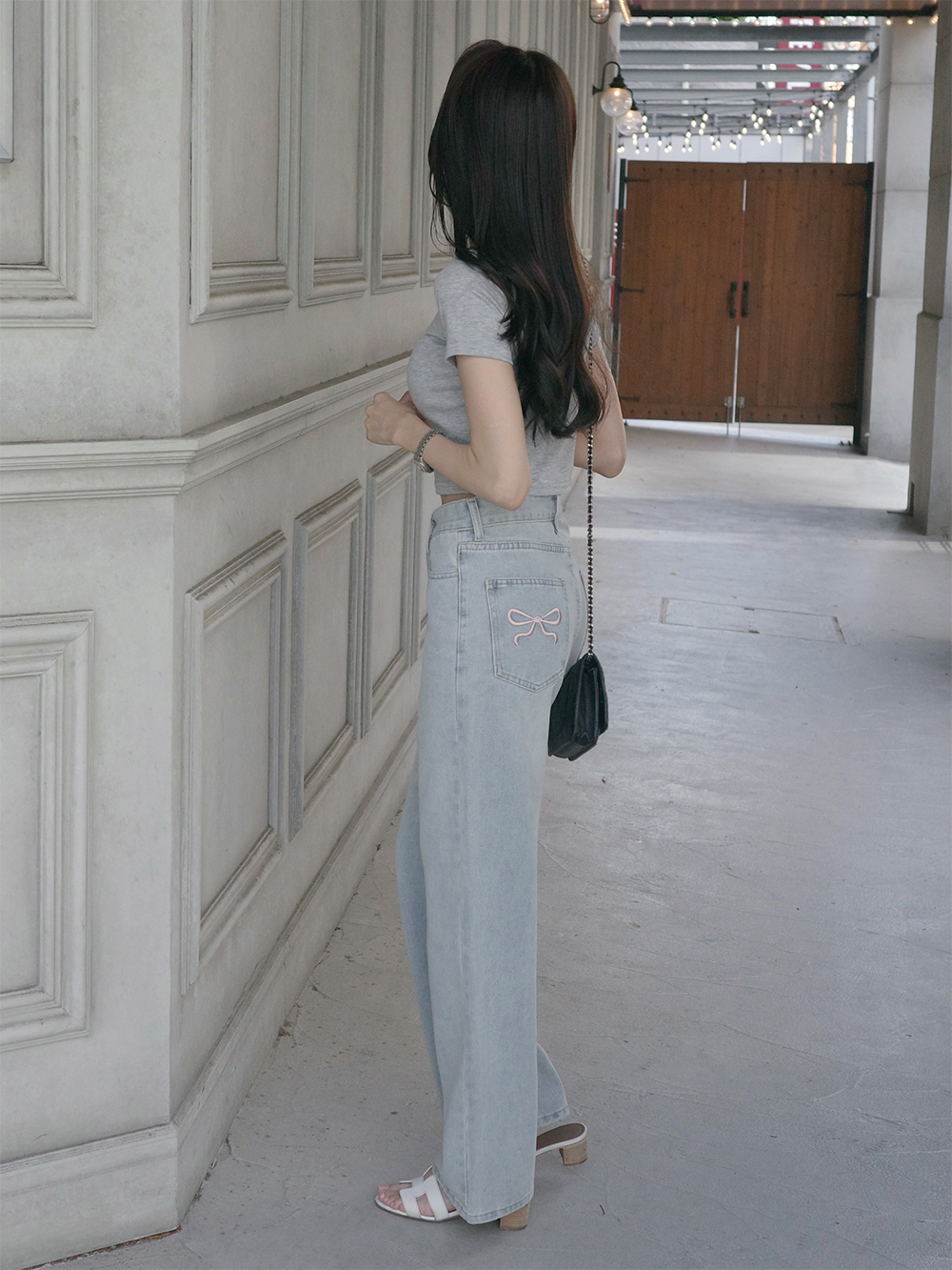 バックポケットリボン刺繍デニムパンツ | 詳細画像9