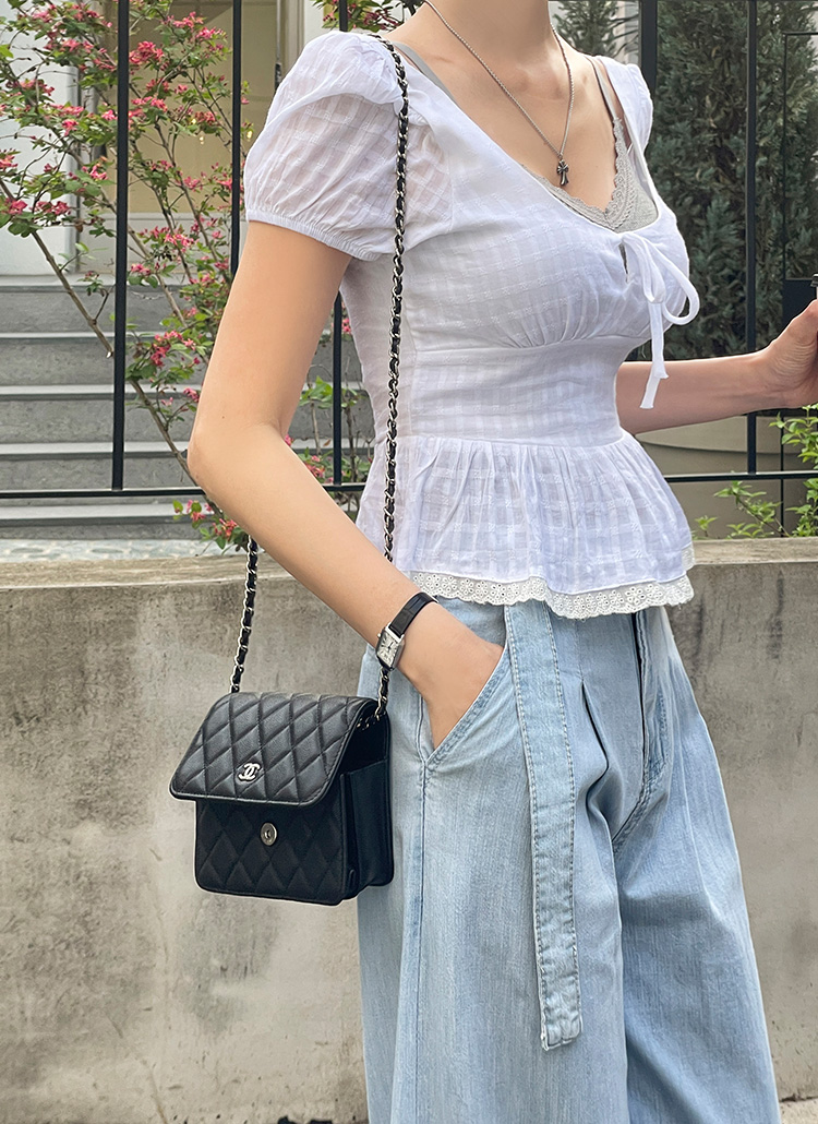 ベルト付ツータックハイウエストワイドデニムパンツ | レディース