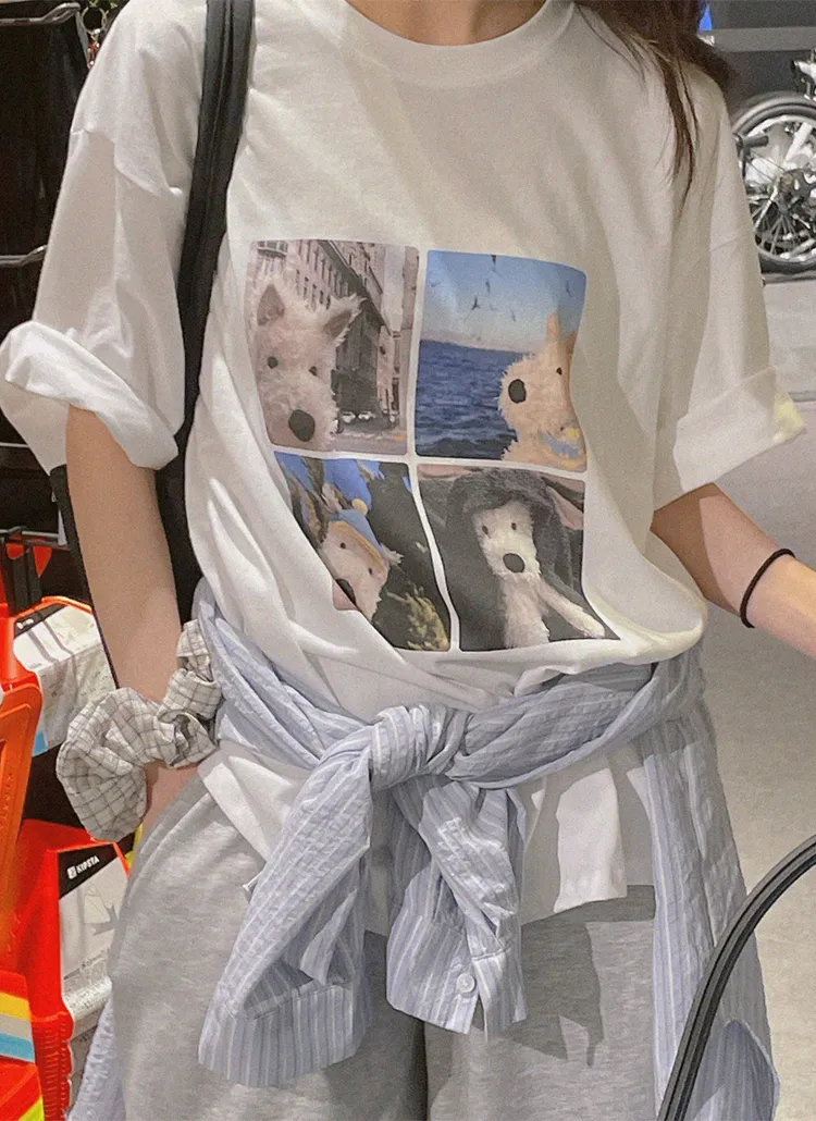 ラウンドネックプリントTシャツ | naturalmind | 詳細画像1