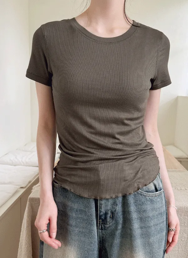 リブラウンドネックカットTシャツ | 66girls | 詳細画像1