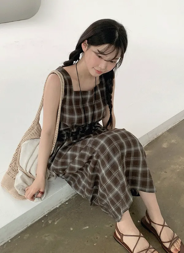 ドローストリングロングチェックワンピース | 66girls | 詳細画像1