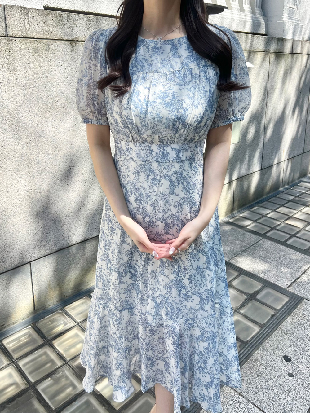 トワルドジュイプリントワンピース 38 ブルー ドレス