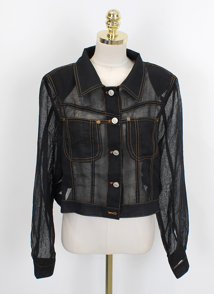 シースルー肩パッドステッチジャケット | レディースファッション通販