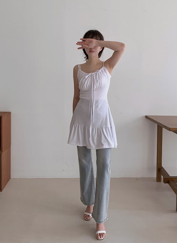 ミニフレアドローストリングキャミワンピース | レディース