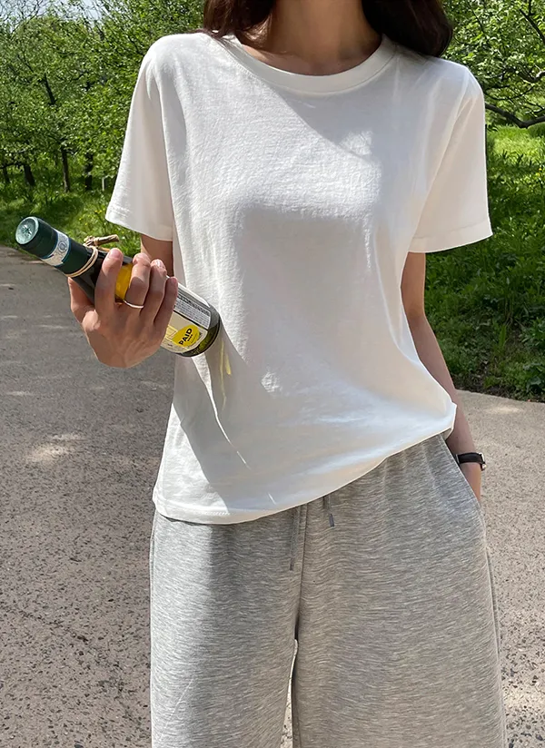 コットン半袖ベーシックTシャツ | crushj | 詳細画像1