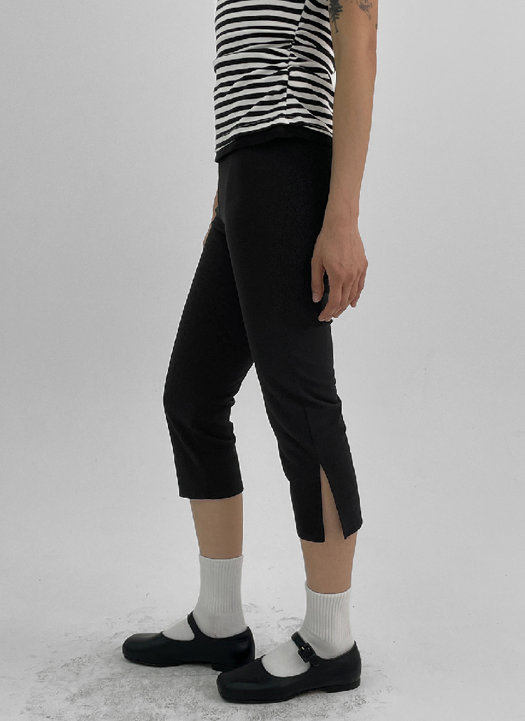 人気✨】プリーツプリーズ クロップドパンツ スリット グレー サイズ3