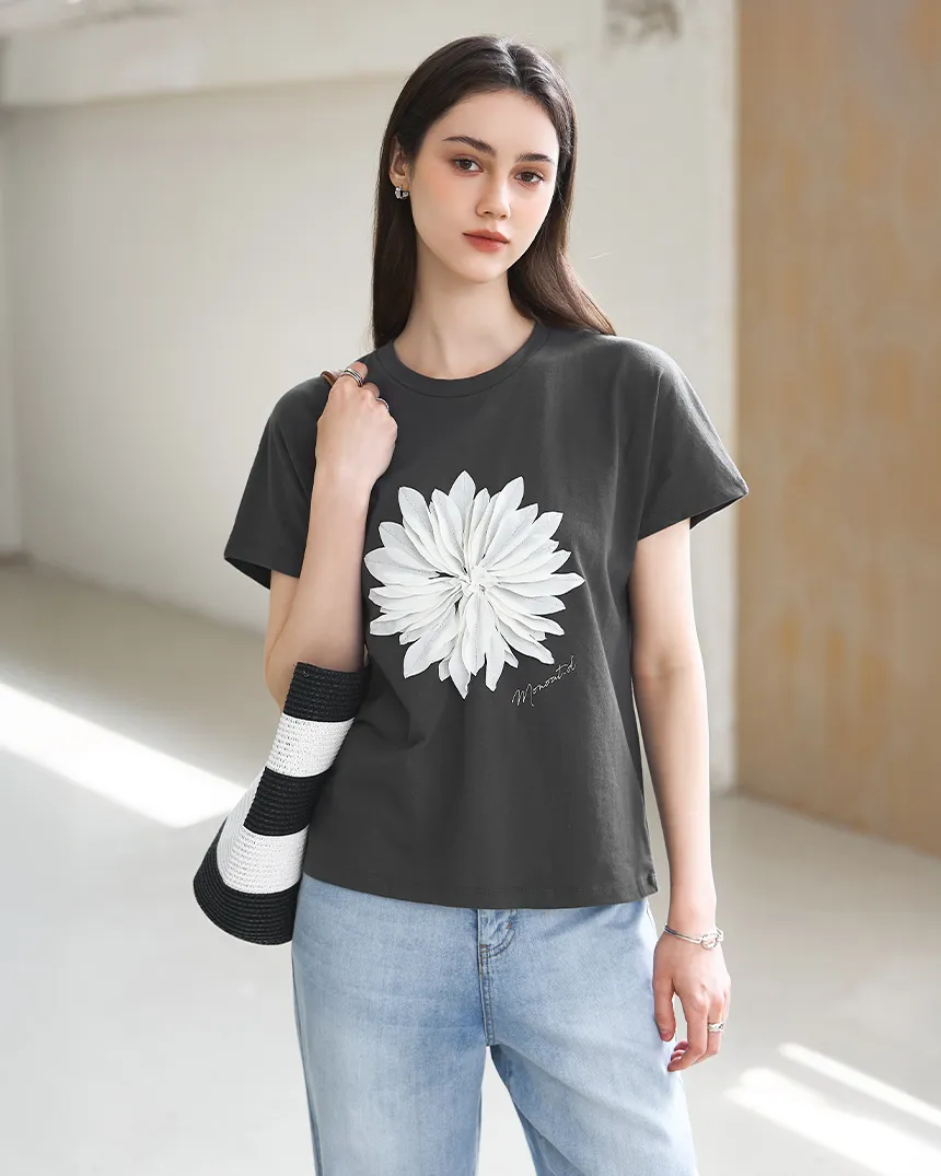 シフォン花柄Tシャツ | MONO AT.D | 詳細画像1