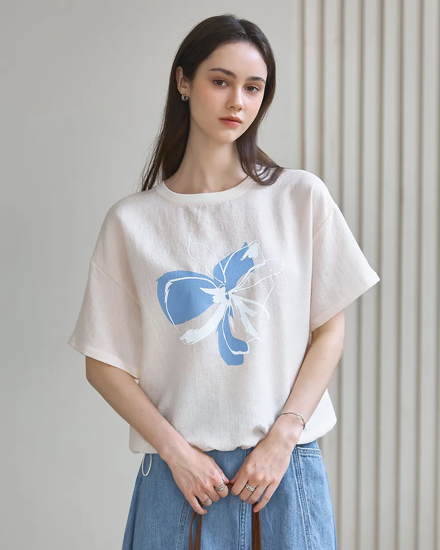 ドローコード半袖花柄Tシャツ | MONO AT.D | 詳細画像1