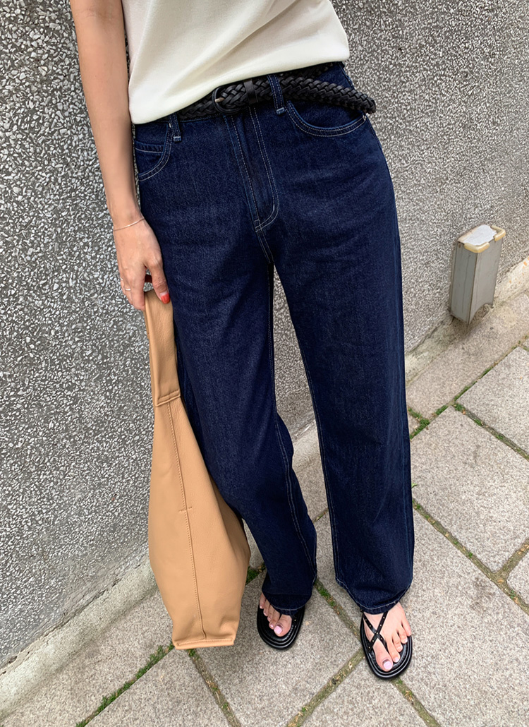 クチネリダークブルー ストレートデニムパンツ ストレートスリムデニムパンツ | レディースファッション通販 - DHOLIC