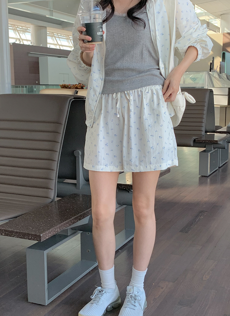 ドローストリングショート花柄パンツ | レディースファッション