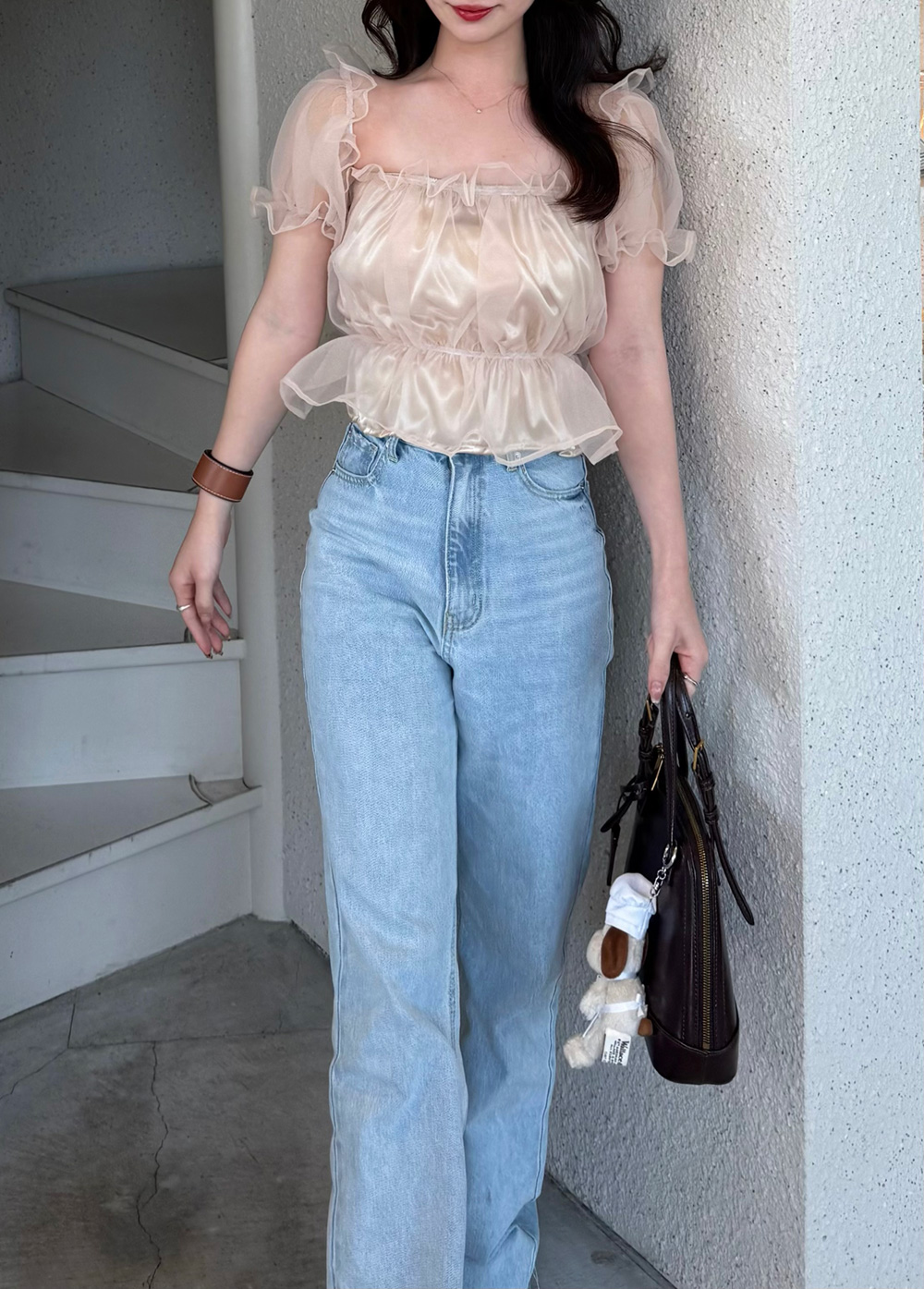 deicy 18AW 2wayオーガンジーフリルブラウス レディース シャツ 