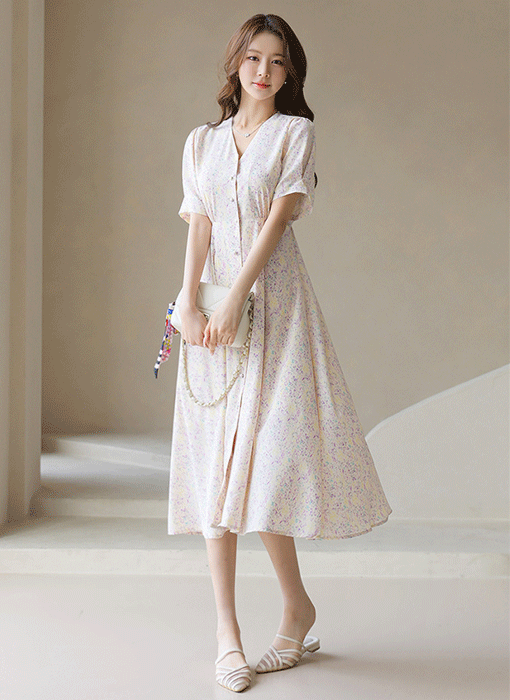 ロングフレア花柄ワンピース | レディースファッション通販 - DHOLIC