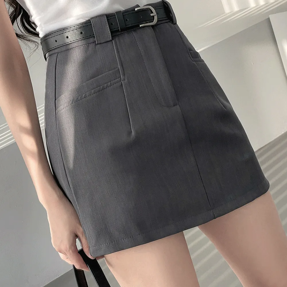 ベルト付パンツ裏地ミニスカート | ganadaran | 詳細画像1
