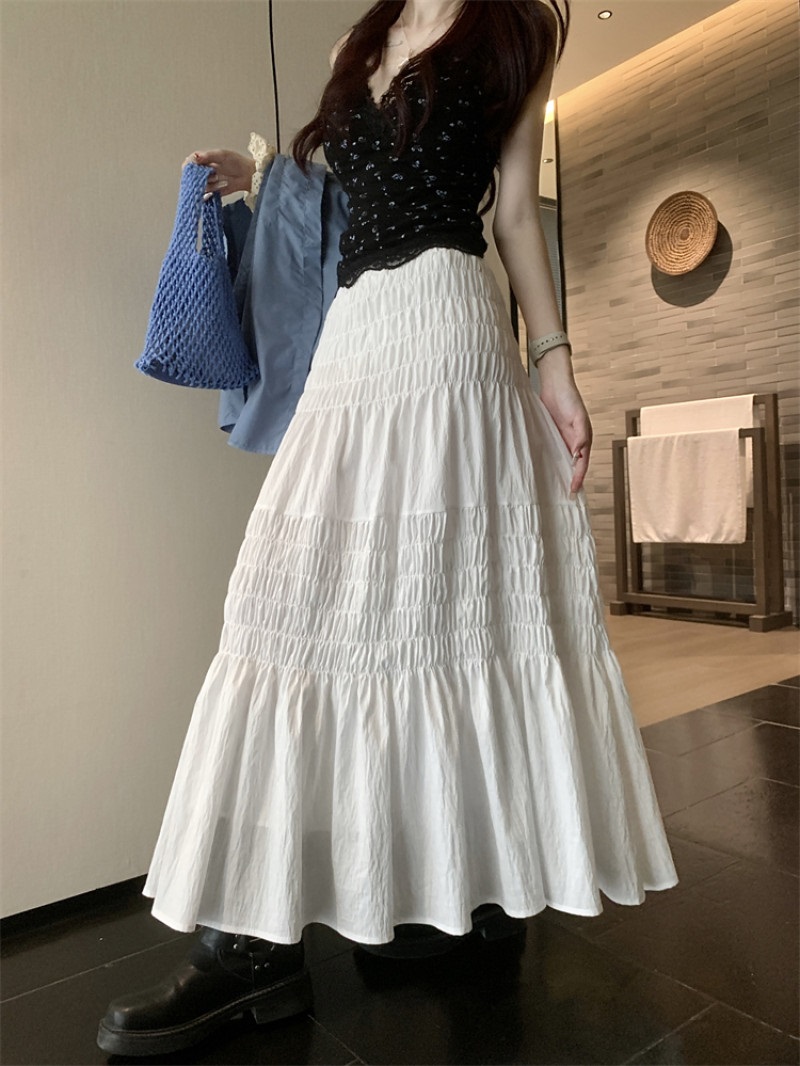 ウエストゴムロングシャーリングスカート | レディースファッション