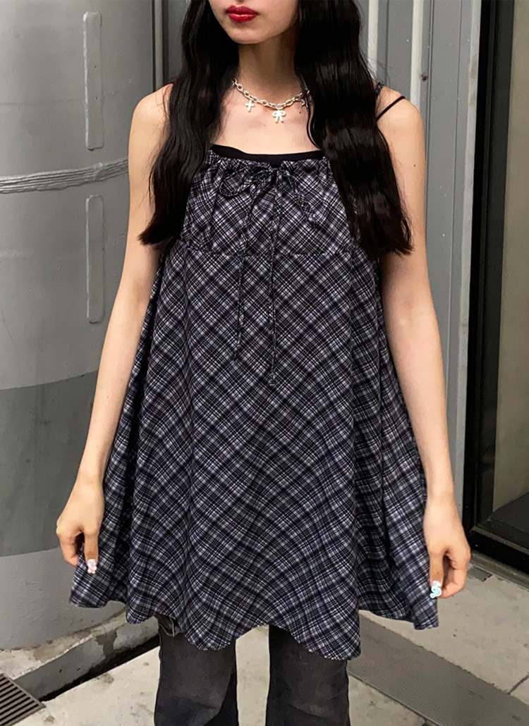 チェックミニキャミワンピース | レディースファッション通販 チェックミニキャミワンピース | レディースファッション通販