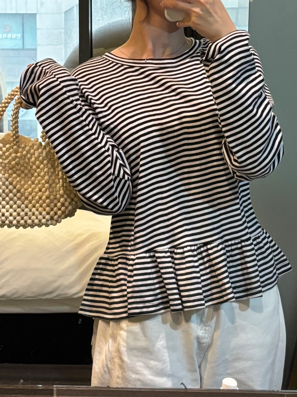 フレアへムボーダーTシャツ | 詳細画像3