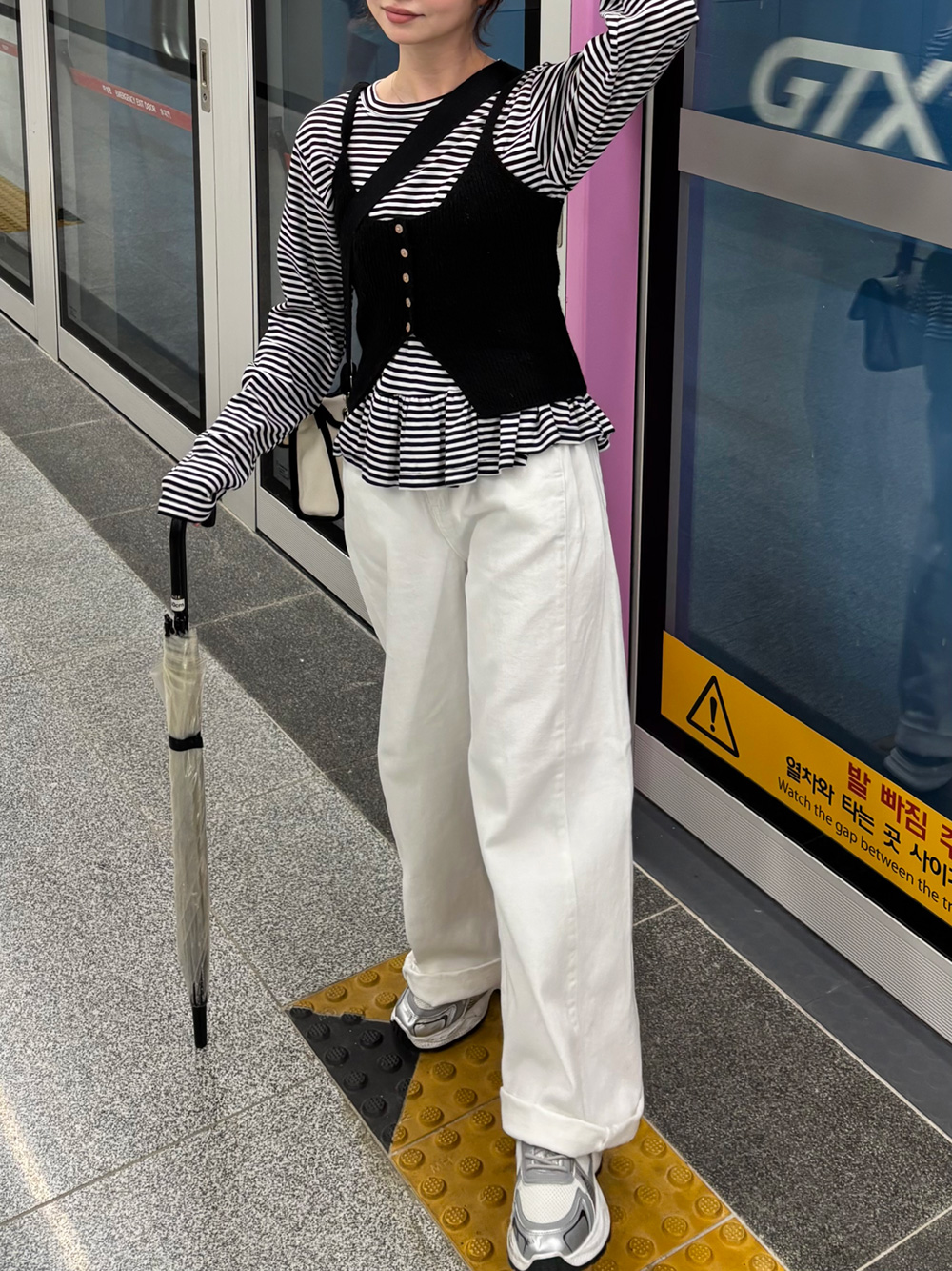 フレアへムボーダーTシャツ | 詳細画像5