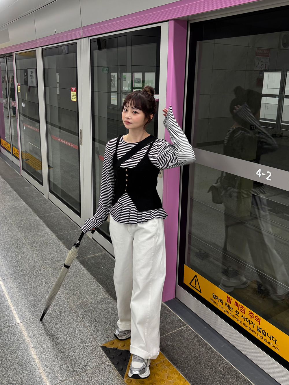 フレアへムボーダーTシャツ | 詳細画像9