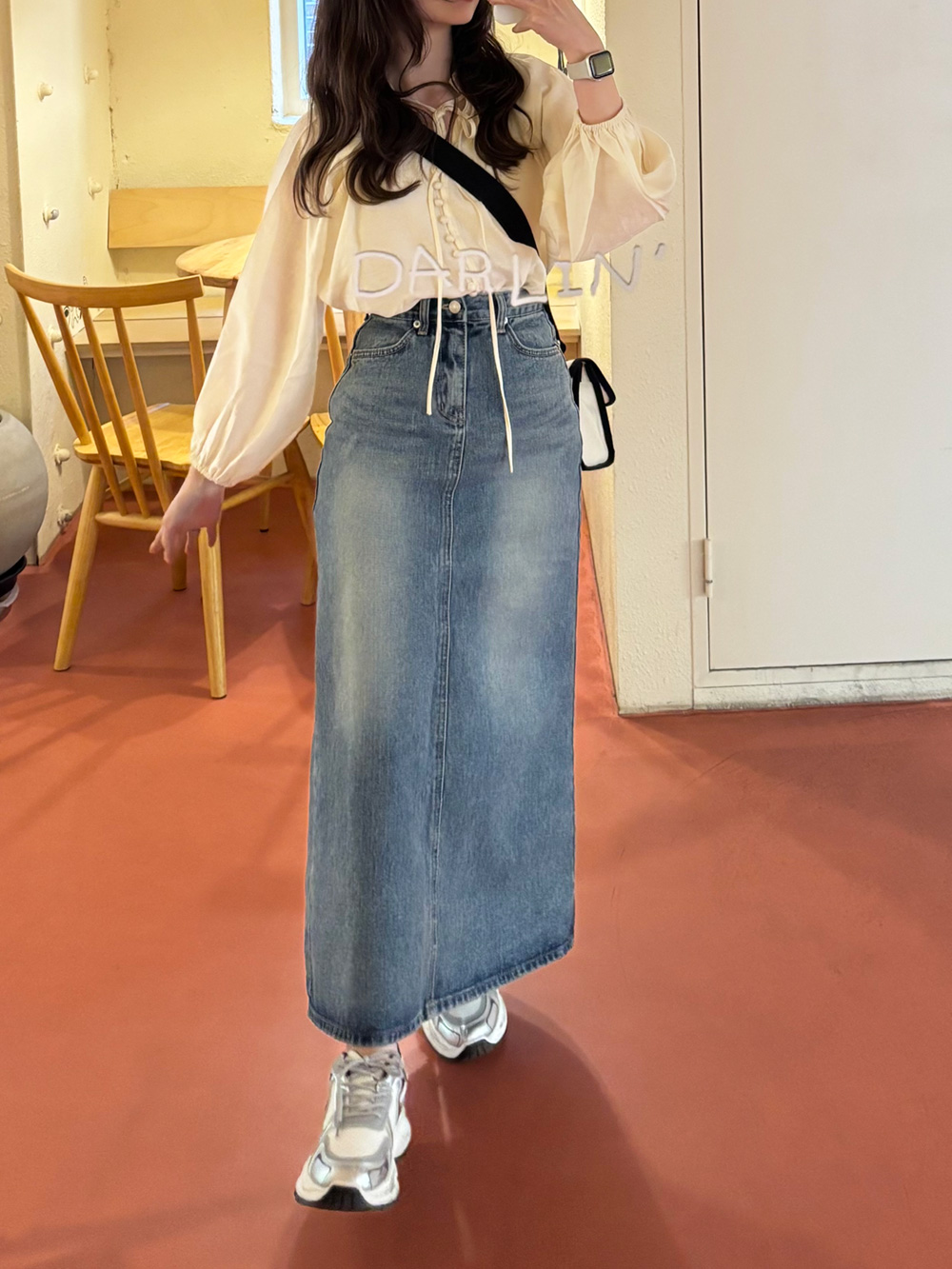 バックスリットロングデニムスカート | 詳細画像2