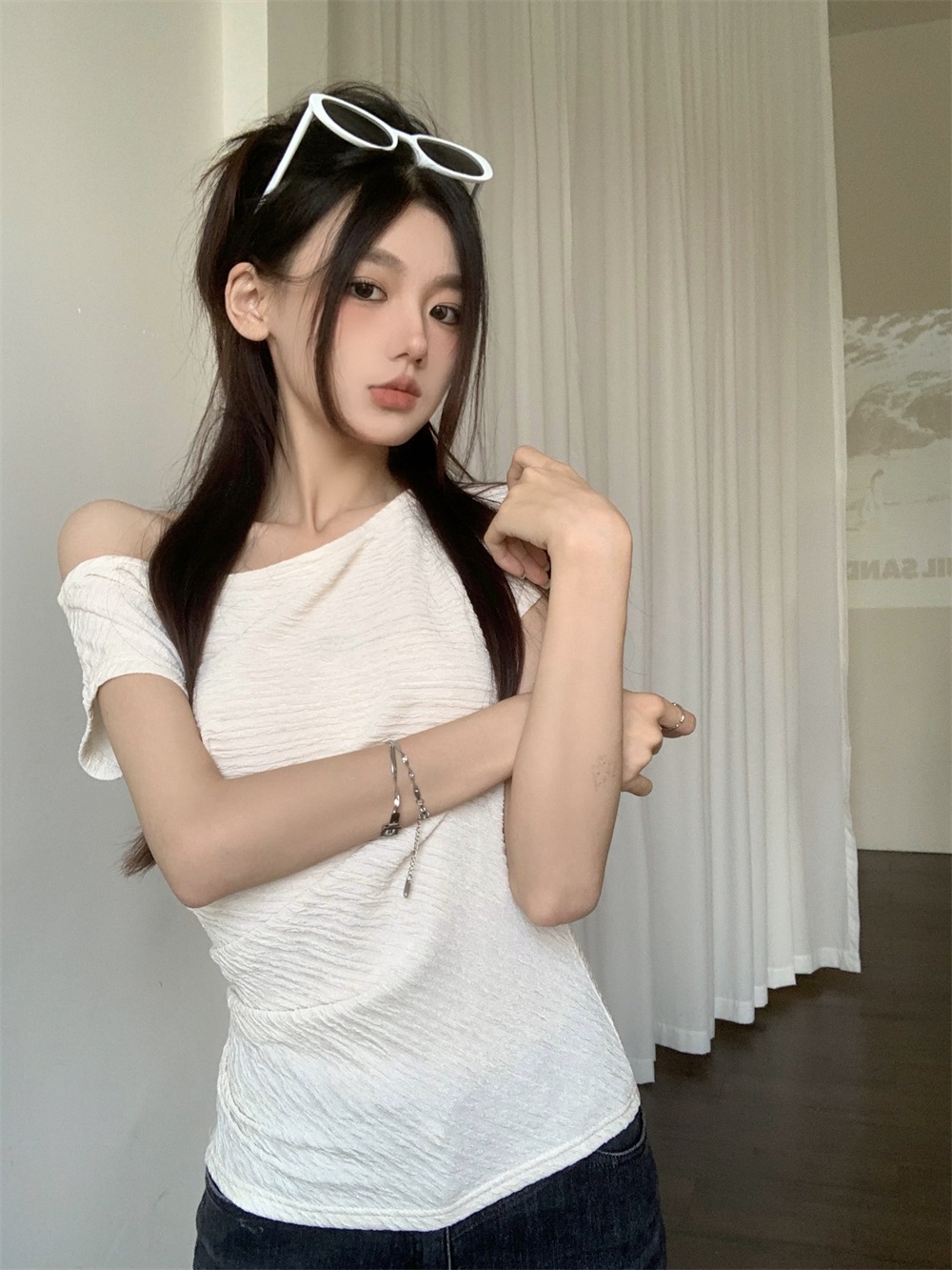 リンクルワンショルダー夏Tシャツ | 詳細画像4