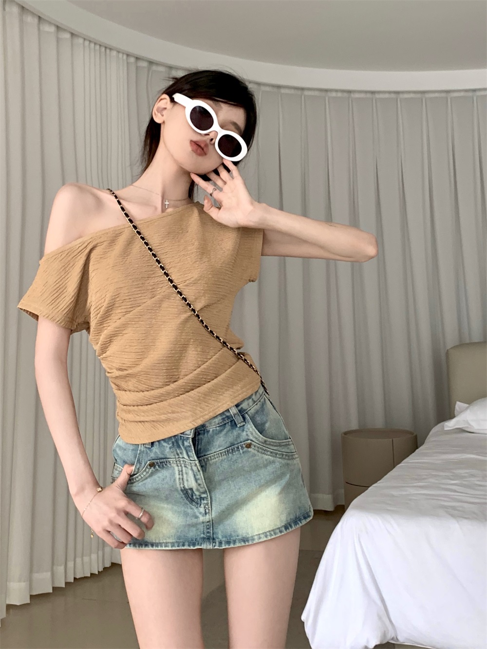 リンクルワンショルダー夏Tシャツ | 詳細画像13