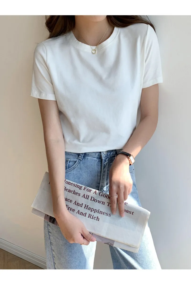 ストレッチラウンドネック半袖無地Tシャツ | 詳細画像1