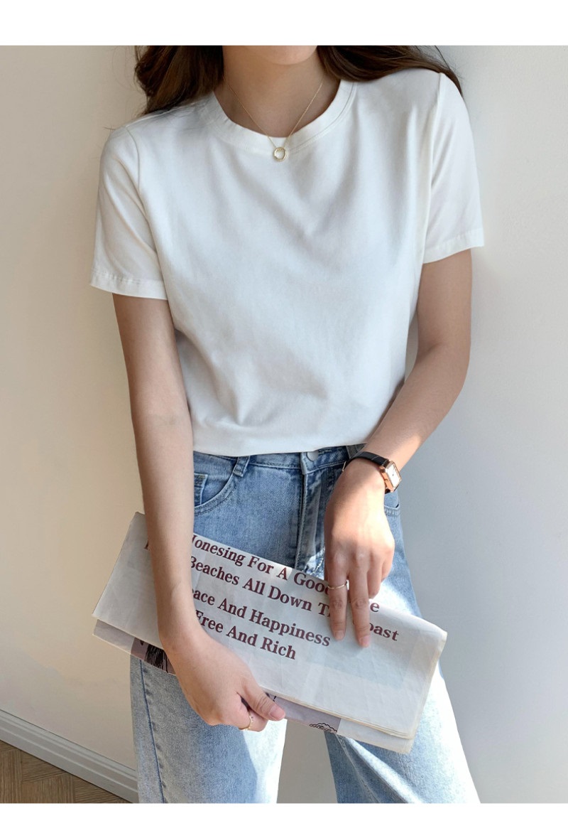 ストレッチラウンドネック半袖無地Tシャツ | 詳細画像2