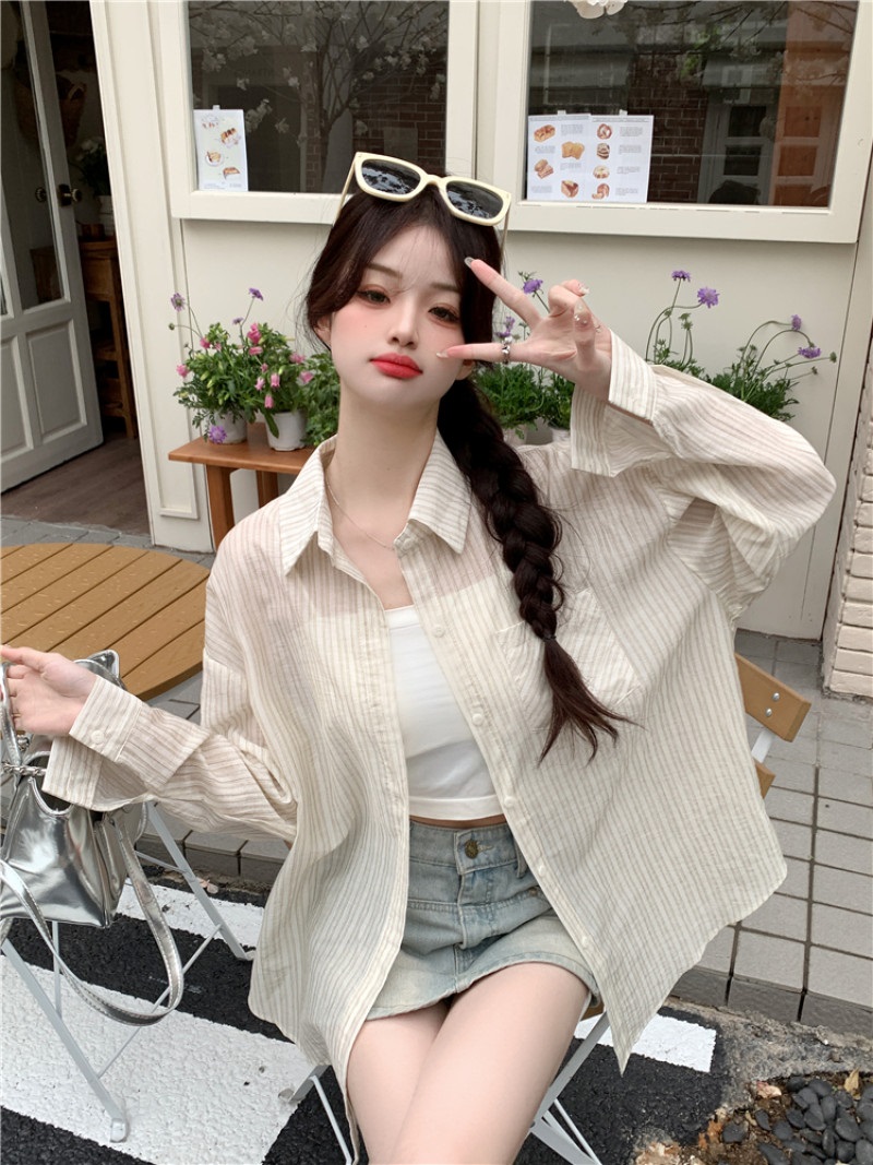 オーバーサイズストライプ春夏ブラウス | 詳細画像9
