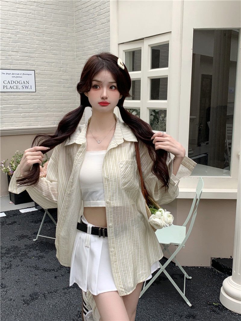 オーバーサイズストライプ春夏ブラウス | 詳細画像12
