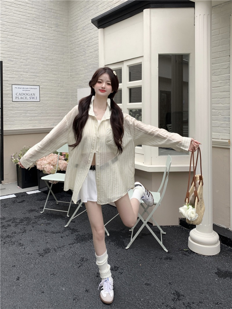 オーバーサイズストライプ春夏ブラウス | 詳細画像13
