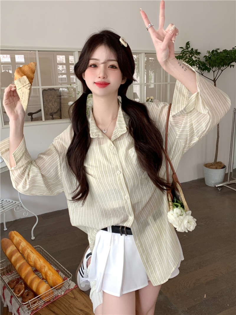 オーバーサイズストライプ春夏ブラウス | 詳細画像21