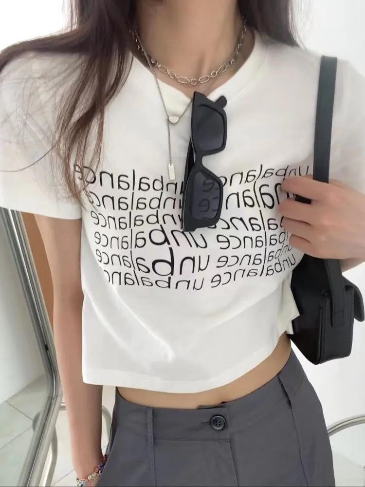 クロップドレタリング夏Tシャツ | 詳細画像1