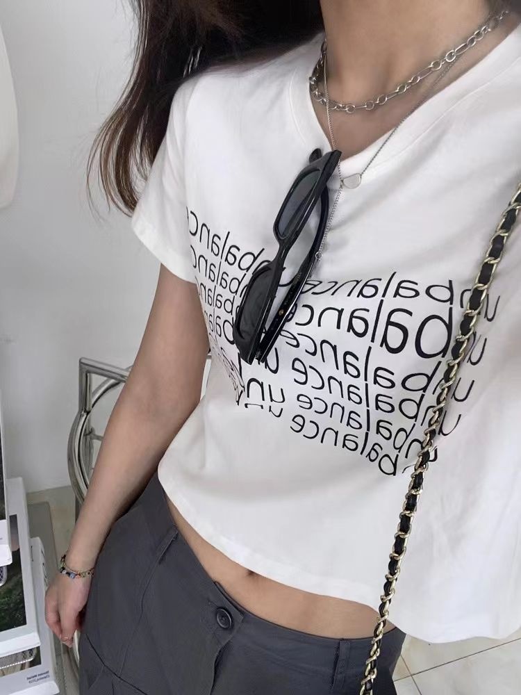 クロップドレタリング夏Tシャツ | 詳細画像3