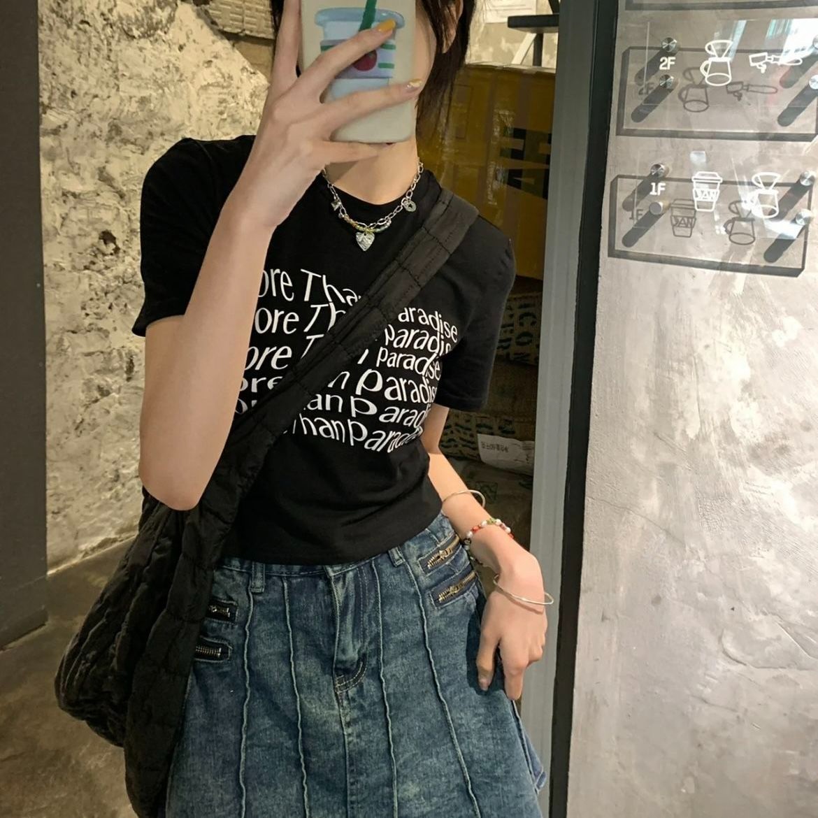 クロップドレタリング夏Tシャツ | 詳細画像9