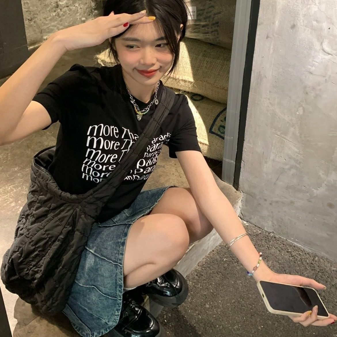 クロップドレタリング夏Tシャツ | 詳細画像11