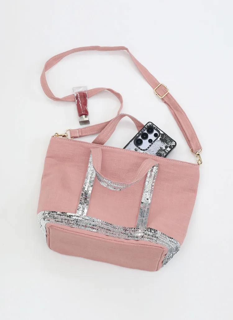ストラップ付スパンコールリネンショルダーバッグ | whosbag | 詳細画像1