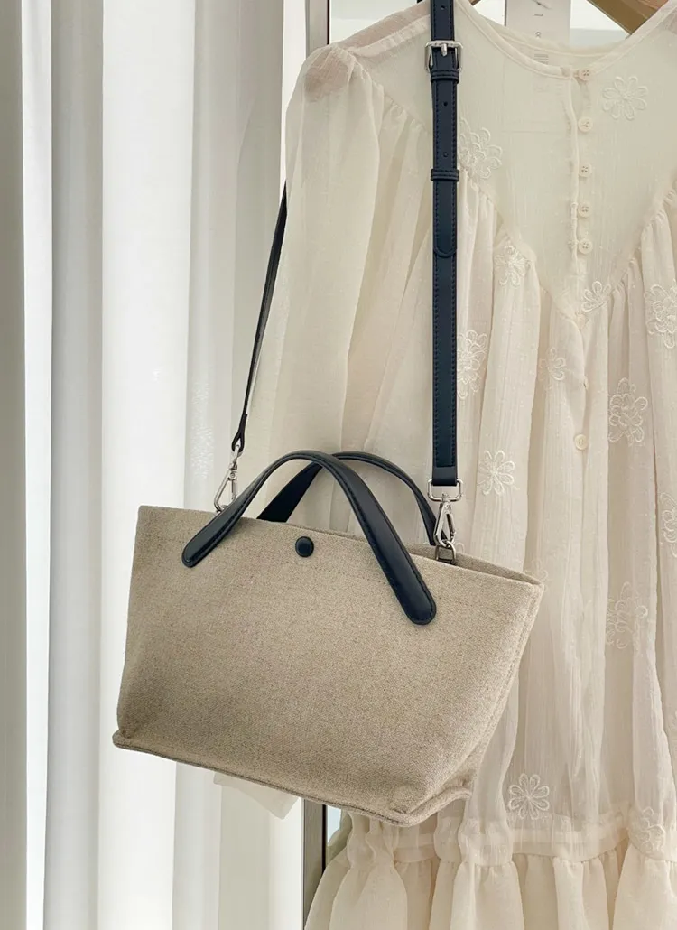 ポーチ付リネンカウレザーショルダーバッグ | whosbag | 詳細画像1