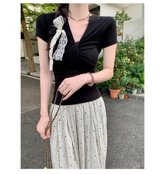 Vネックツイスト半袖Tシャツ | 詳細画像4