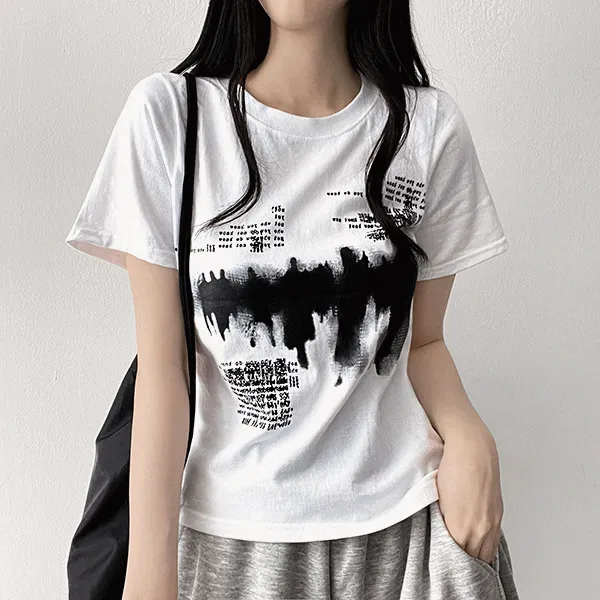 半袖ラウンドネックレタリングTシャツ | hijjoo | 詳細画像1