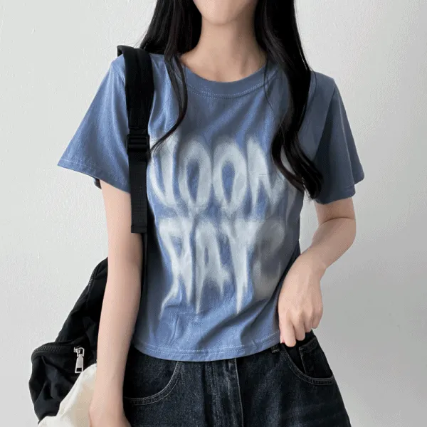 半袖ラウンドネックレタリングTシャツ | hijjoo | 詳細画像1