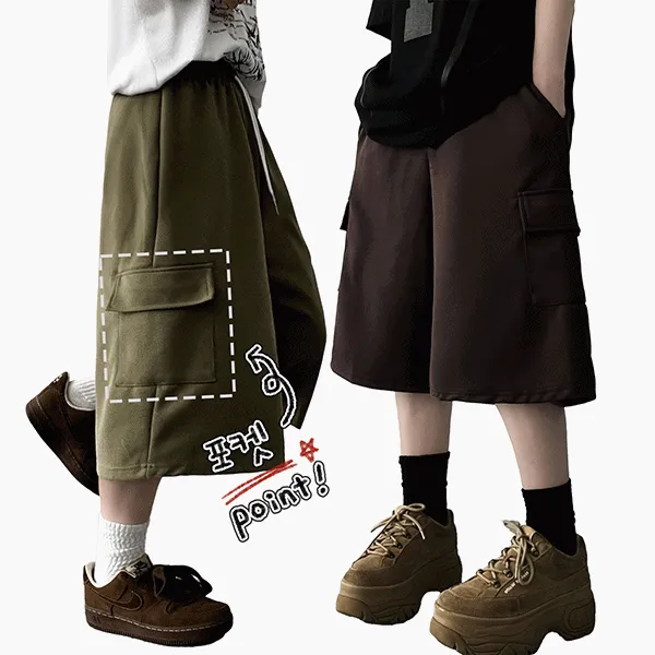[選べる丈]2TYPEバミューダウエストゴムドローストリングショートパンツ | hijjoo | 詳細画像1