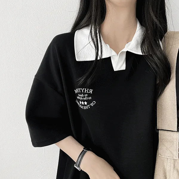 カラー半袖配色Tシャツ | hijjoo | 詳細画像1