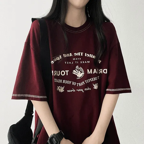 半袖ステッチラウンドネックルーズTシャツ | hijjoo | 詳細画像1