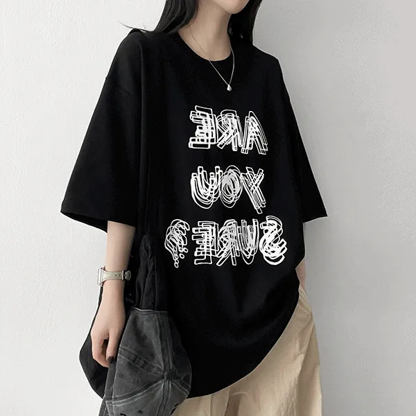半袖ラウンドネックオーバーサイズプリントTシャツ | hijjoo | 詳細画像1