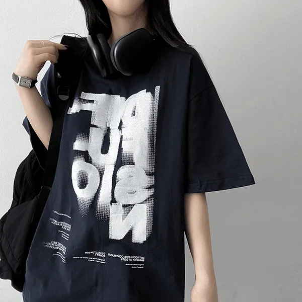 半袖ラウンドネックオーバーサイズボクシープリントTシャツ | hijjoo | 詳細画像1